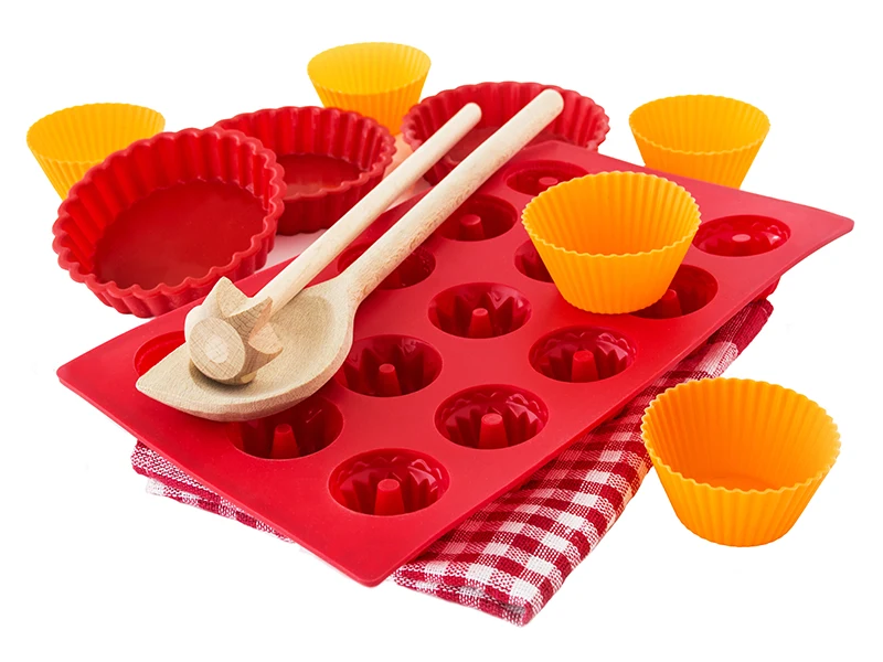 Baking utensils made of silicone compounds due to their flexibility and heat stability