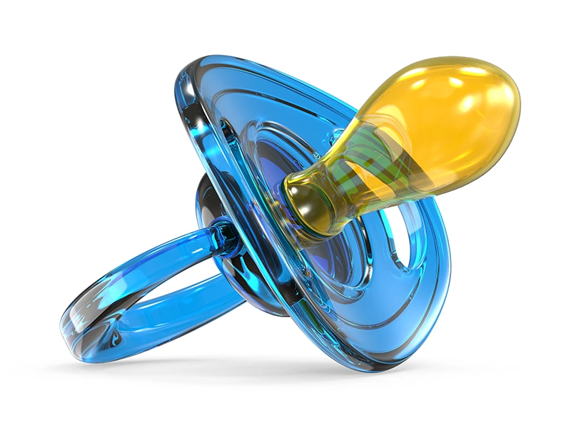 Baby dummies from silicone elastomers