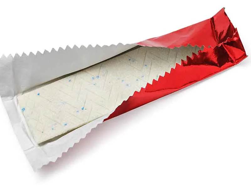 Individually packed polyisobutylene chewing gum