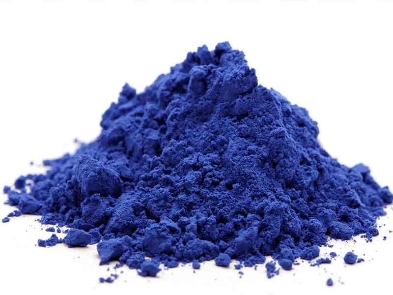 Blue powder for powder coating, manufactured on a compounding system for powder coatings