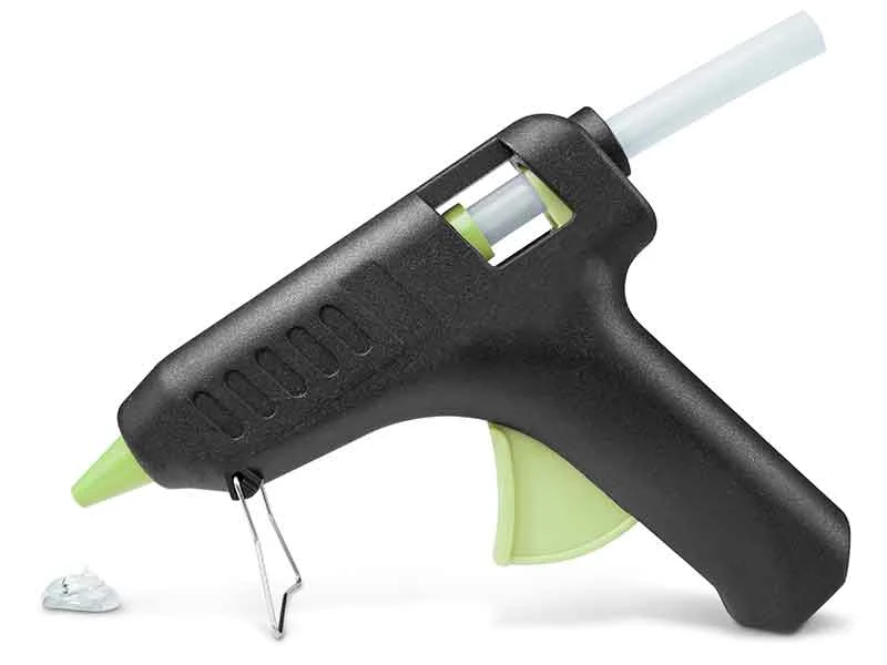 Hot glue gun with glue drops