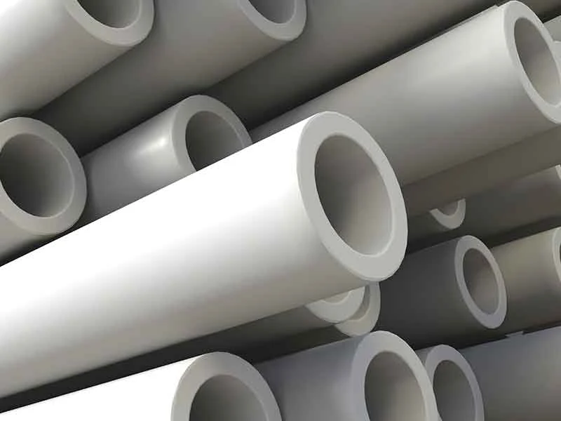 White tubes, manufactured from PVC-U from rigid PVC compounding using BUSS compounding technology