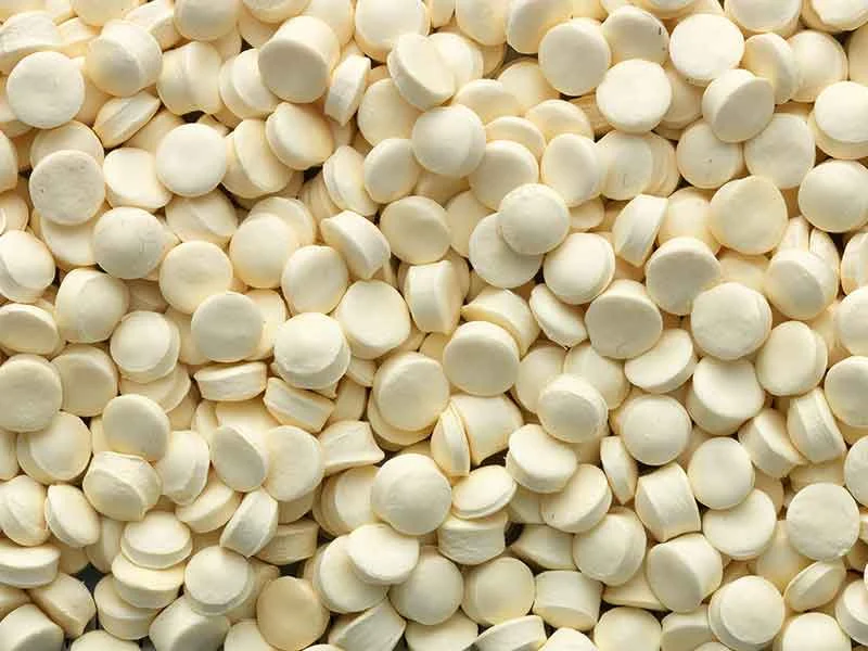 Yellowish granulate after rigid PVC compounding with a BUSS compounding system