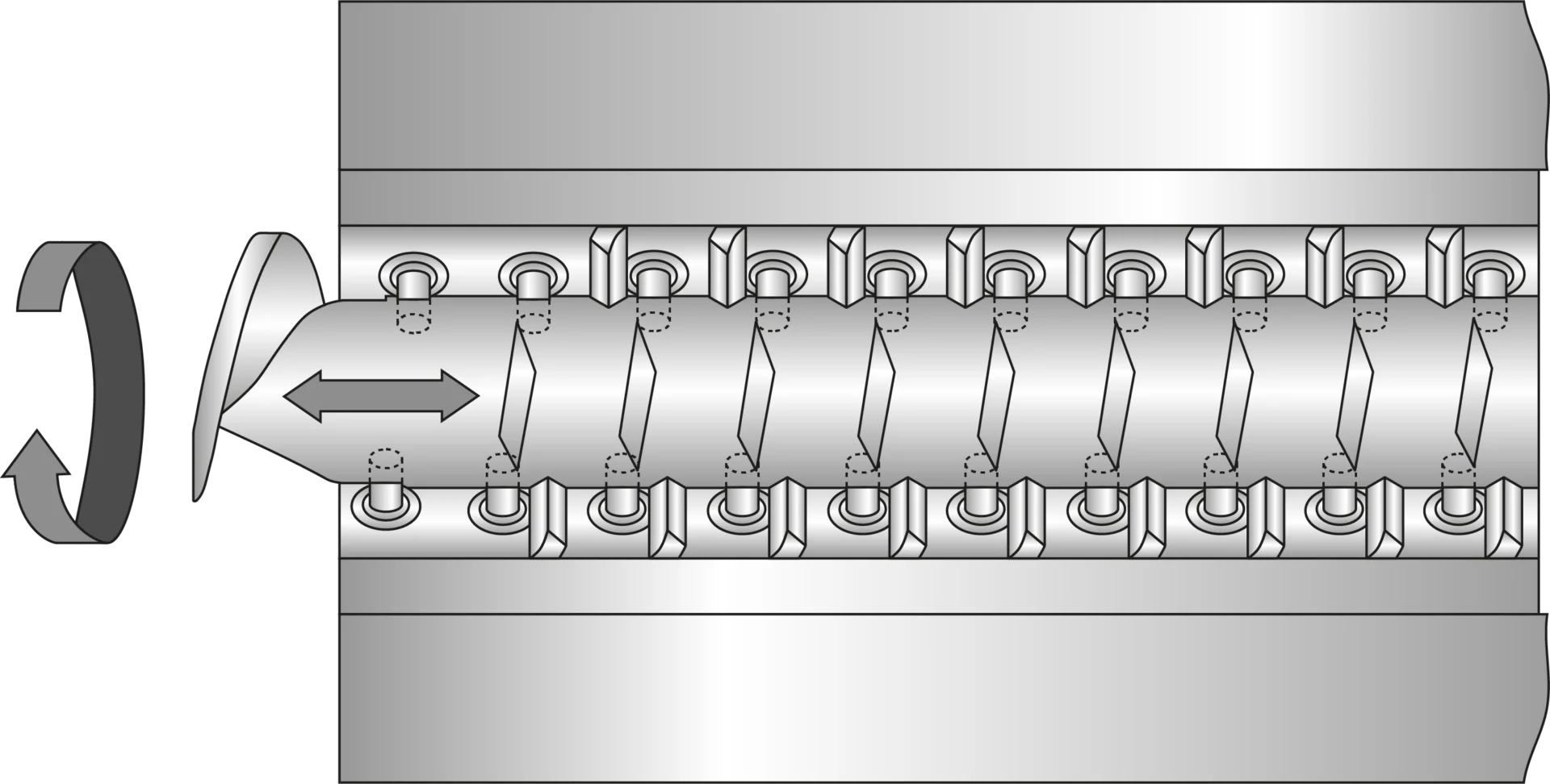 co-kneader-schematic-drawing Schematic representation/drawing of a BUSS co-kneader.